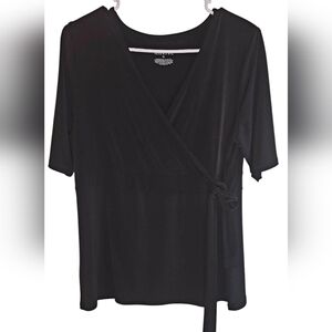 Merona Black Faux Wrap Top - XL